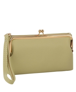 Fashion Kiss Lock Wallet Wristlet GLW-0145 LIME